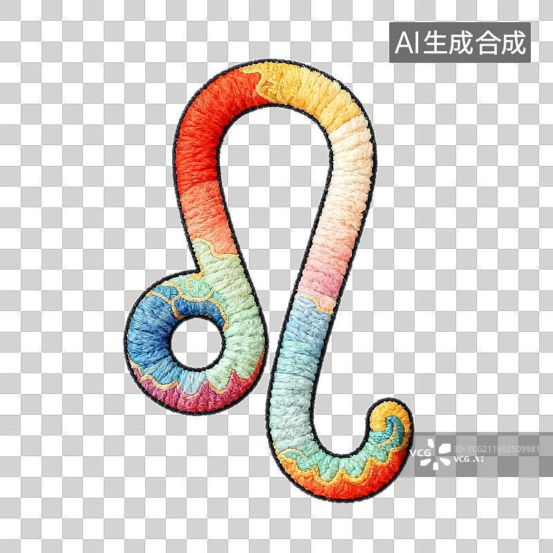【AI数字艺术】3D毛毡可爱的十二星座符号：狮子座图片素材