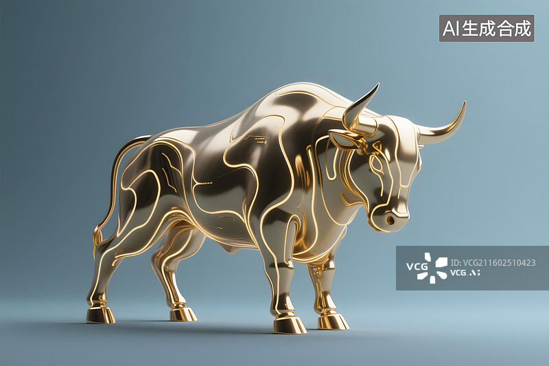 【AI数字艺术】科技牛市3D插画图片素材