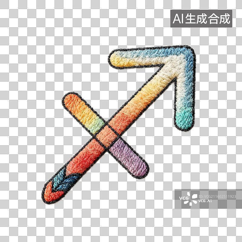 【AI数字艺术】3D毛毡可爱的十二星座符号：射手座图片素材