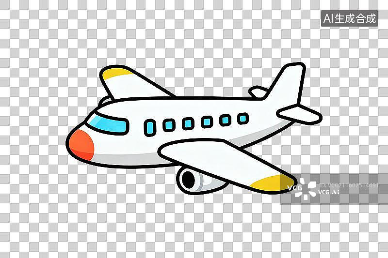 【AI数字艺术】卡通风格，一架飞机PNG格式的免扣元素图片素材