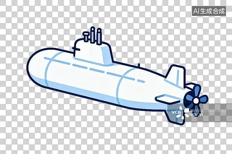 【AI数字艺术】卡通风格，一艘潜水艇PNG格式的免扣元素图片素材