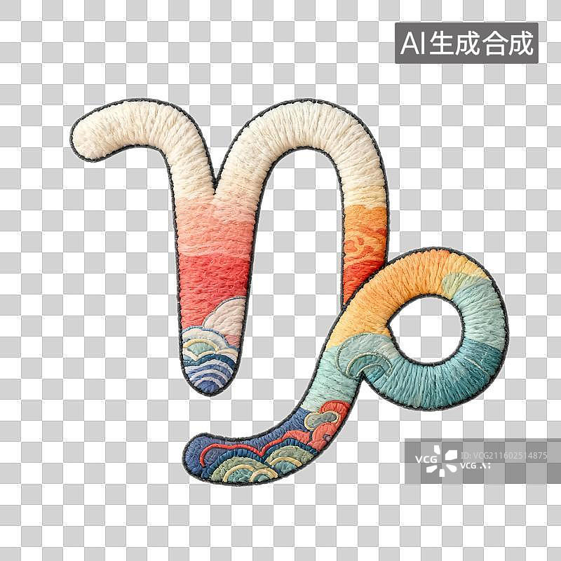 【AI数字艺术】3D毛毡可爱的十二星座符号：摩羯座图片素材