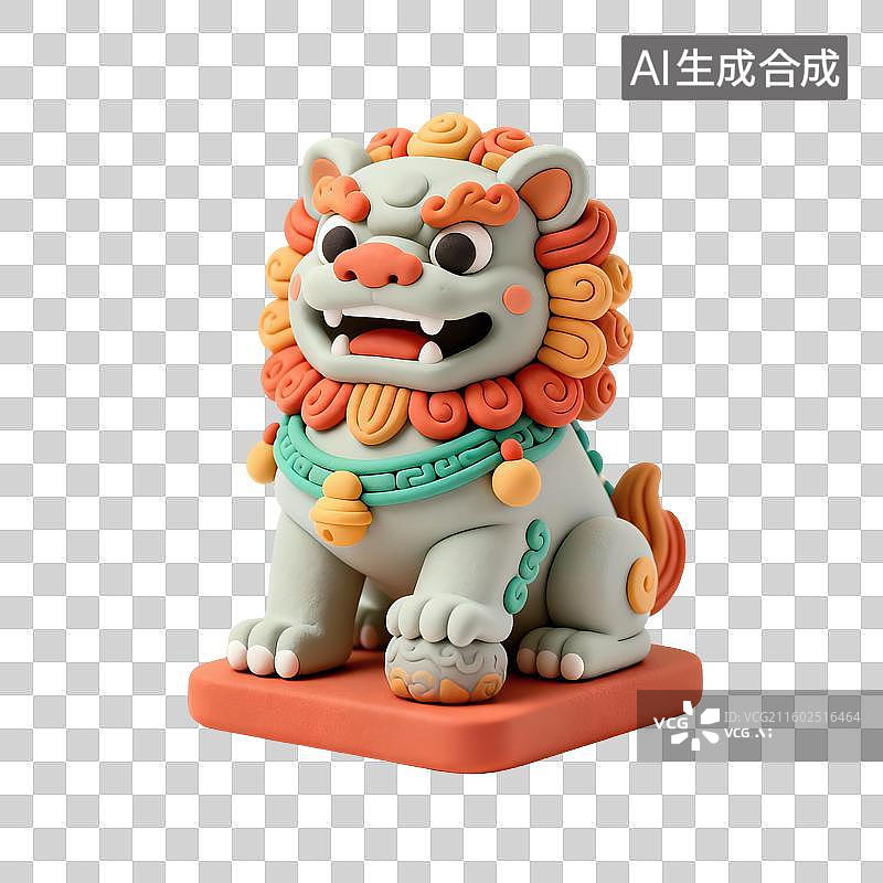 【AI数字艺术】石狮子神兽插画图片素材