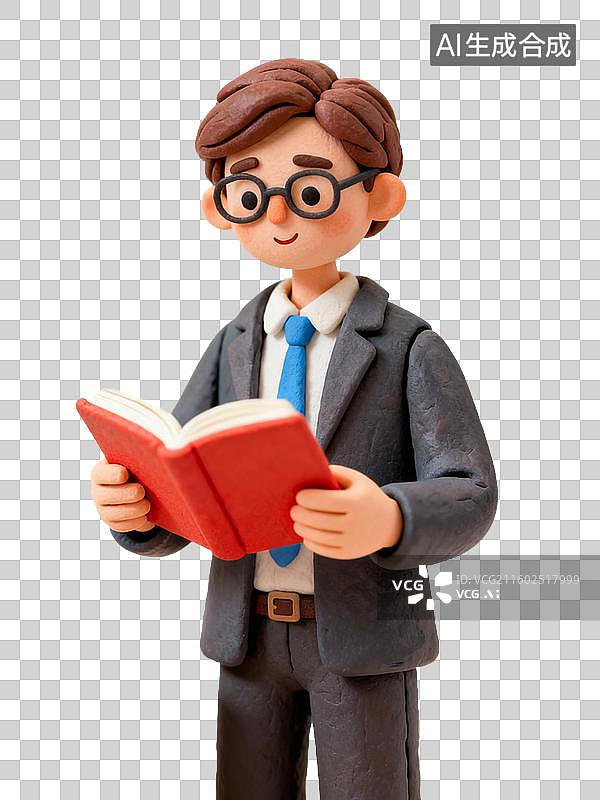 【AI数字艺术】戴眼镜领读的老师图片素材