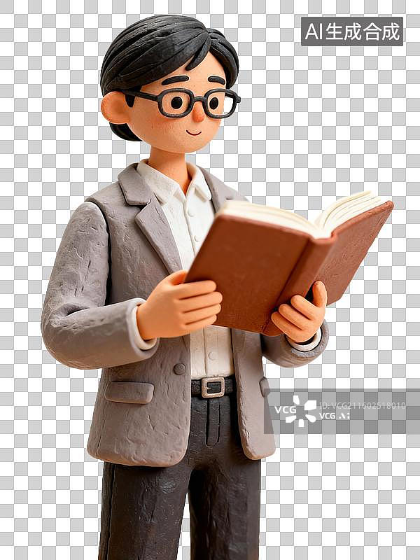 【AI数字艺术】戴眼镜领读的老师图片素材