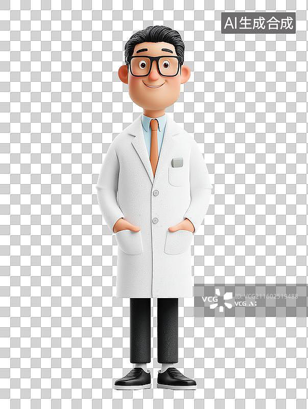 【AI数字艺术】卡通医生形象站立图片素材