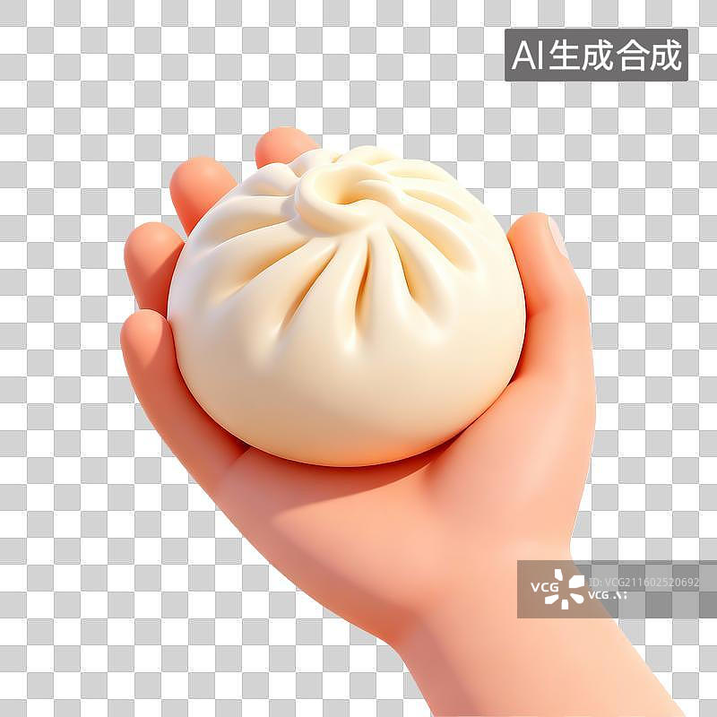 【AI数字艺术】手拿包子的图标图片素材