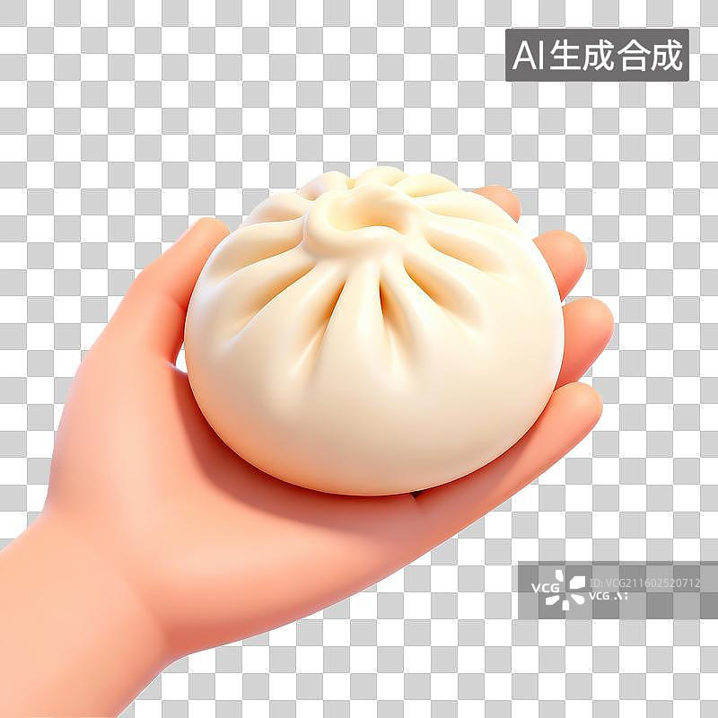 【AI数字艺术】手拿包子的图标图片素材