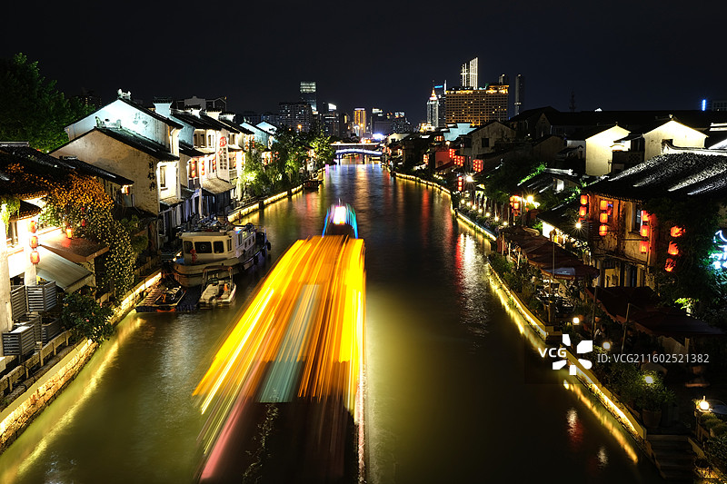 江苏无锡古运河夜景图片素材