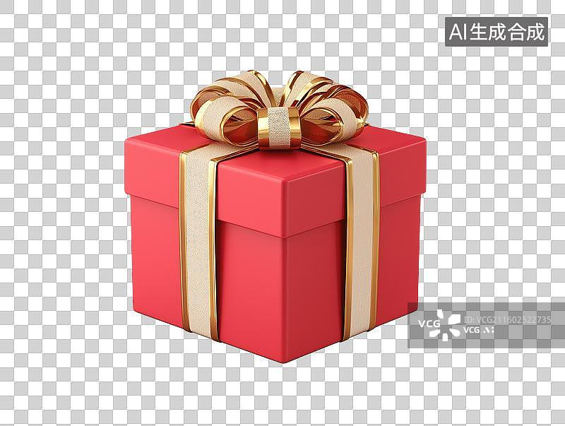 【AI数字艺术】红色礼盒系着蝴蝶结图片素材