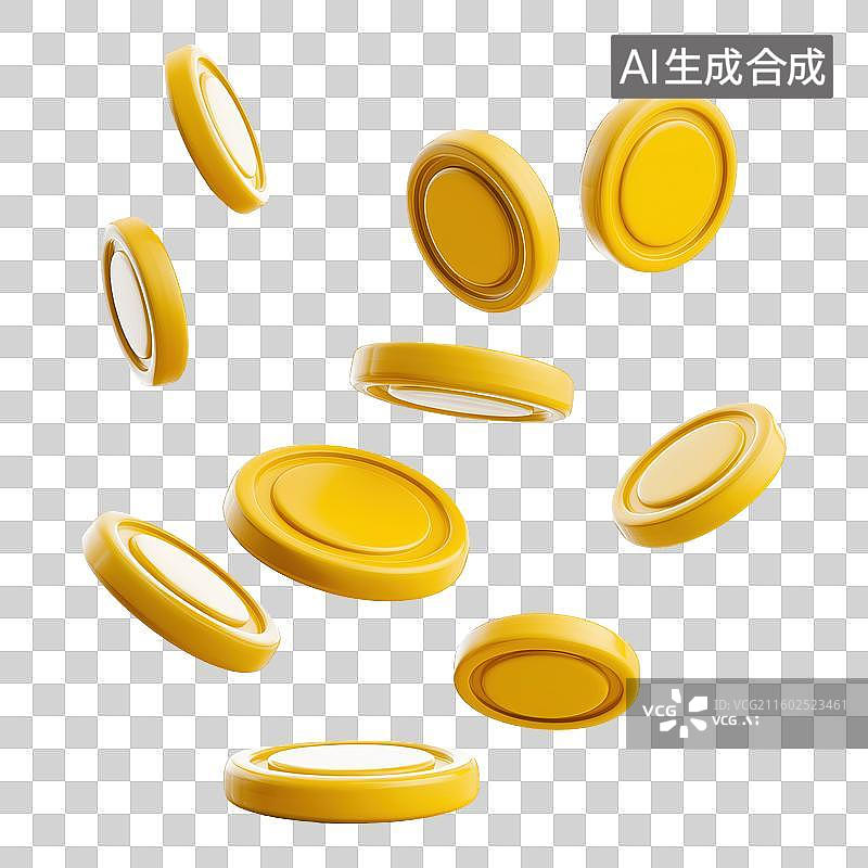 【AI数字艺术】金色硬币飘落动态画面图片素材