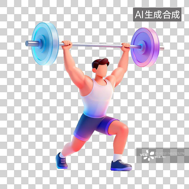 【AI数字艺术】轻拟物磨砂玻璃风格体育健身元素建模图片素材