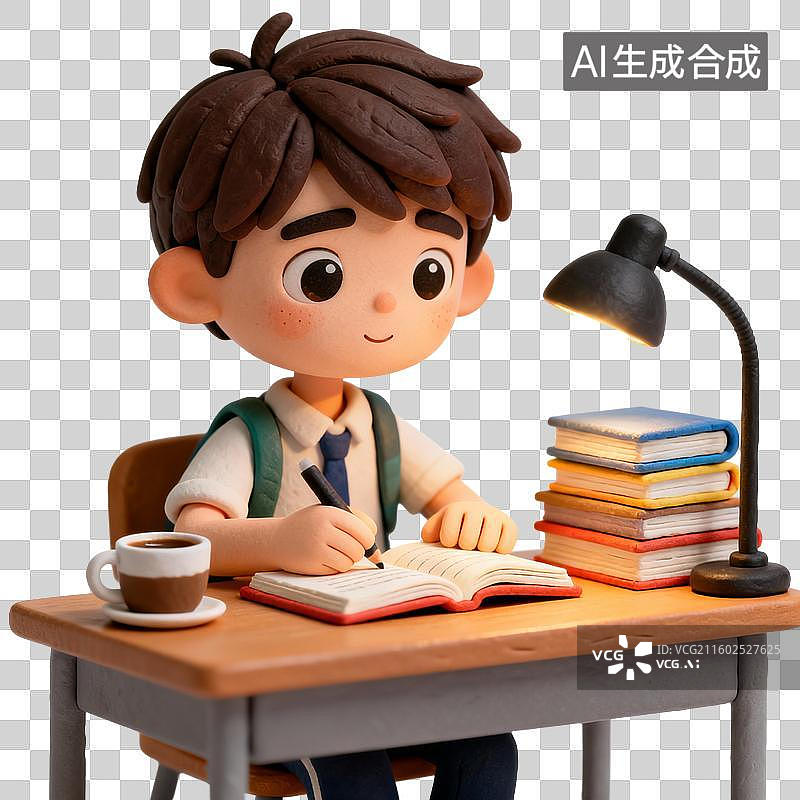 【AI数字艺术】专心学习的少年图片素材