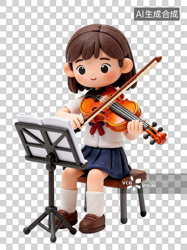 【AI数字艺术】拉小提琴的女孩图片素材