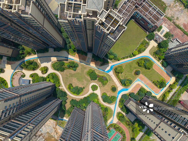 广东省河源市源城区，工业大道北，万隆湖景一号，万隆钓鱼台，房地产航拍！图片素材