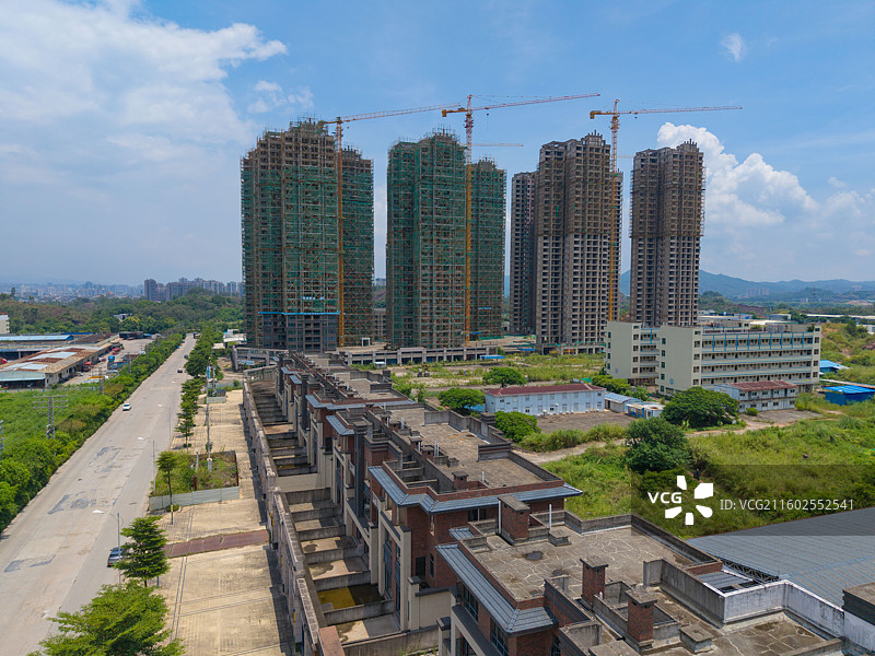 广东省河源市源城区，工业大道北，万隆湖景一号，万隆钓鱼台，房地产航拍！图片素材