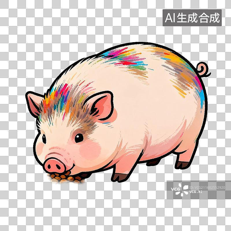 【AI数字艺术】色彩斑斓的彩绘小猪图片素材