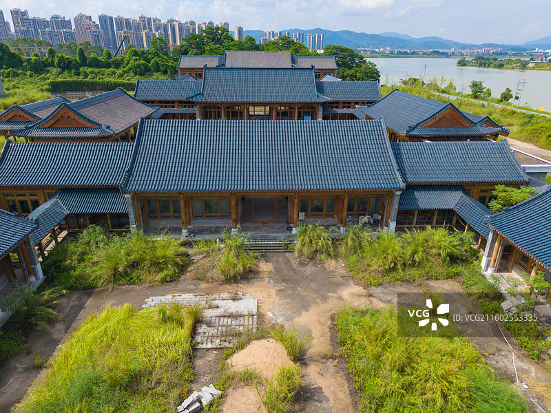 广东省河源市，李河君首富，四合院，豪宅，建筑航拍！图片素材