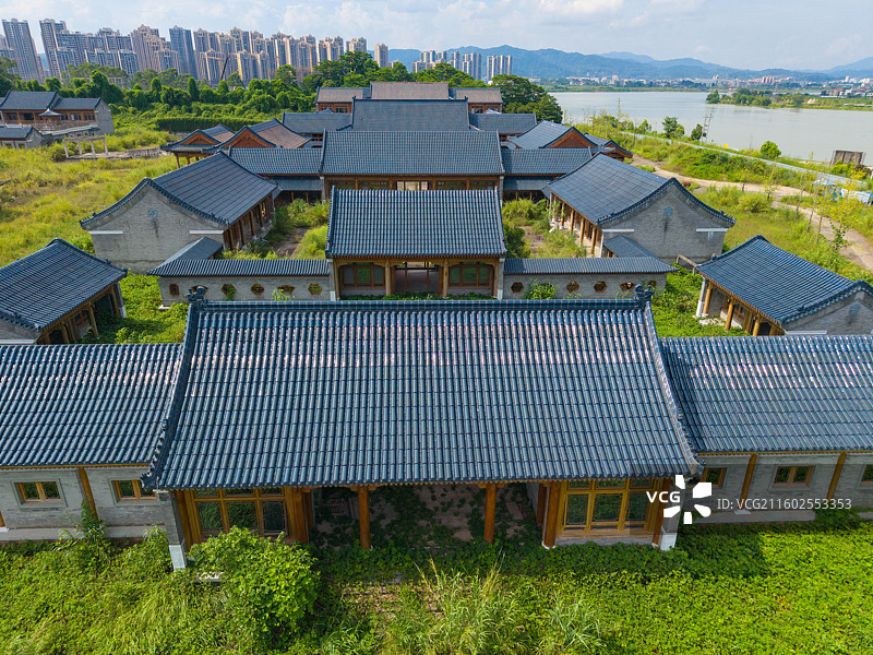 广东省河源市，李河君首富，四合院，豪宅，建筑航拍！图片素材