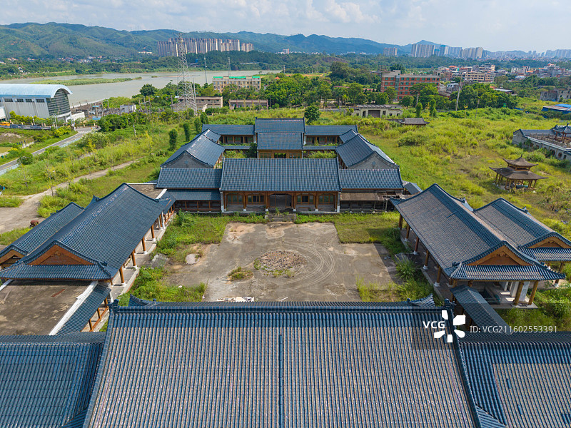 广东省河源市，李河君首富，四合院，豪宅，建筑航拍！图片素材