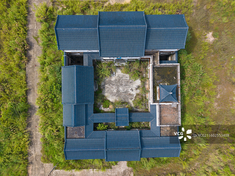 广东省河源市，李河君首富，四合院，豪宅，建筑航拍！图片素材