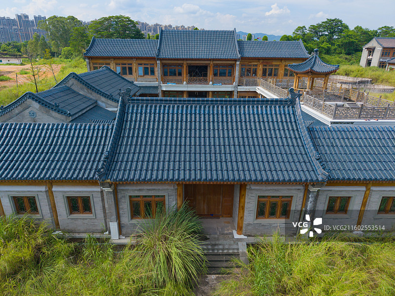 广东省河源市，李河君首富，四合院，豪宅，建筑航拍！图片素材