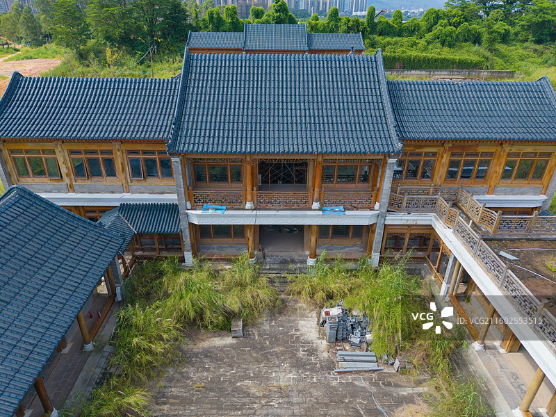 广东省河源市，李河君首富，四合院，豪宅，建筑航拍！图片素材