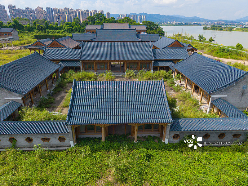 广东省河源市，李河君首富，四合院，豪宅，建筑航拍！图片素材