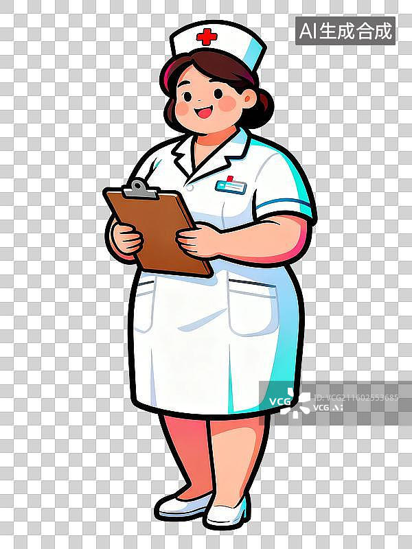 【AI数字艺术】卡通风格女护士手持文件夹图片素材