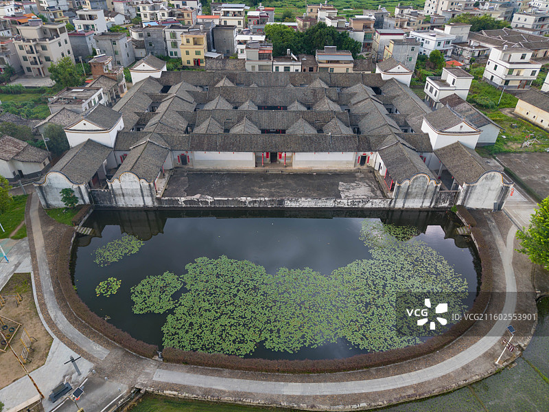 广东省河源市，东源县，康禾镇，仙坑村，客家围屋四角楼、八角楼，建筑航拍风光！图片素材
