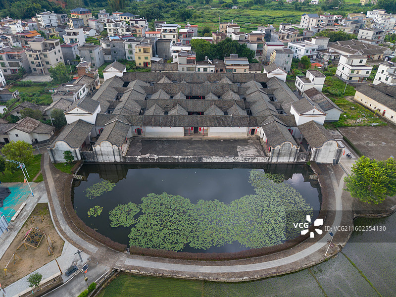 广东省河源市，东源县，康禾镇，仙坑村，客家围屋四角楼、八角楼，建筑航拍风光！图片素材