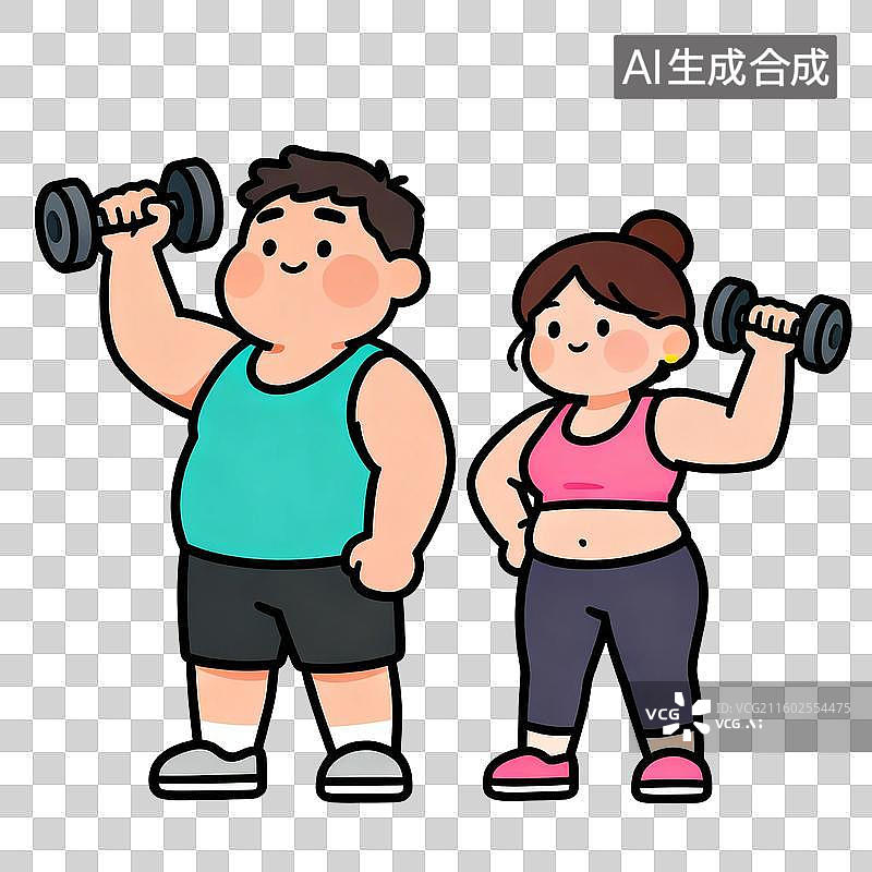 【AI数字艺术】两人举哑铃健身锻炼图片素材