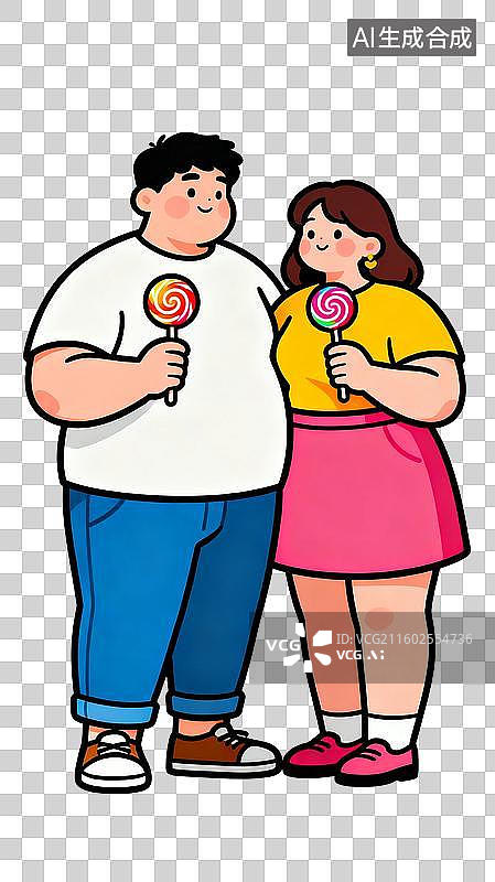 【AI数字艺术】两人手持棒棒糖展现友好场景图片素材