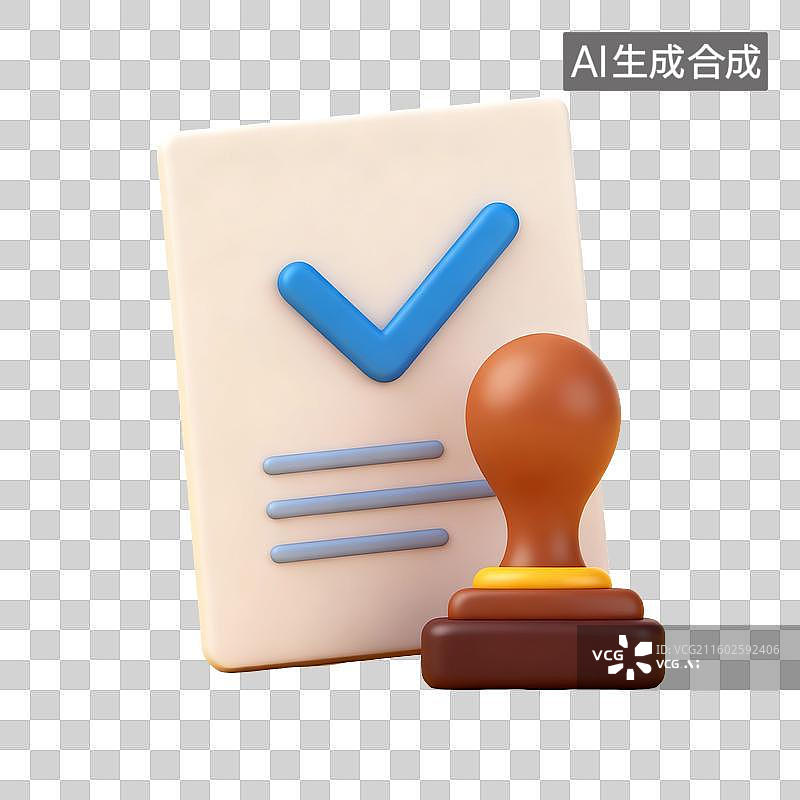 【AI数字艺术】文件盖章确认图标图片素材