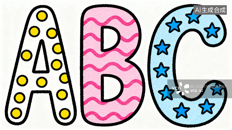 【AI数字艺术】彩色字母ABC图案图片素材