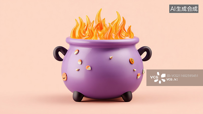 【AI数字艺术】3D 紫色节日坩埚艺术图片素材