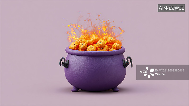 【AI数字艺术】3D 紫色节日坩埚艺术图片素材