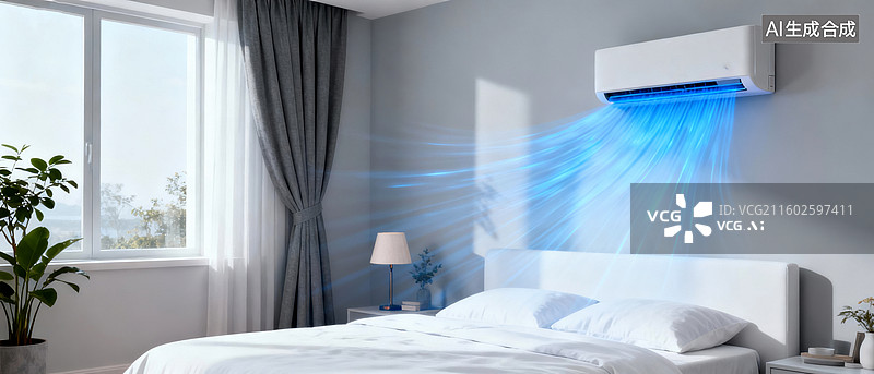 【AI数字艺术】空调清新风绿植送风场景图片素材