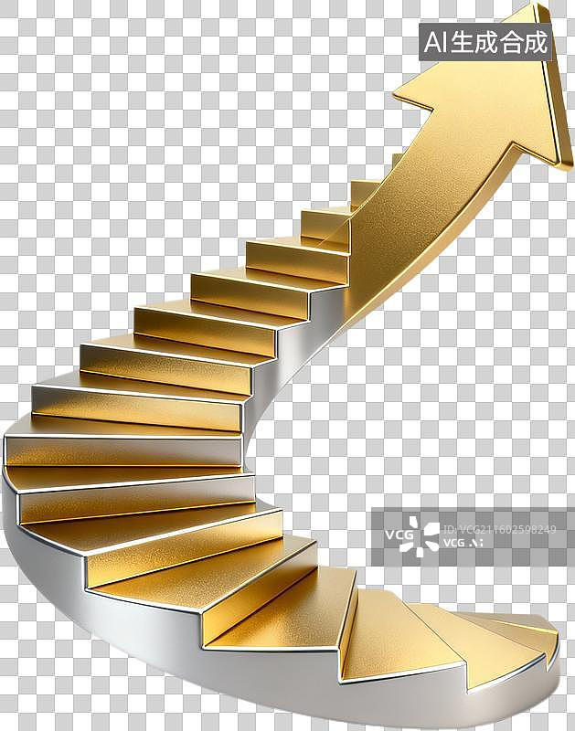 【AI数字艺术】卡通3D盾牌保险保护数据安全，概念，箭头符号，台阶楼梯金色图片素材