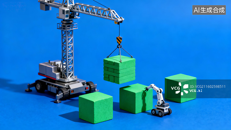 【AI数字艺术】建筑工业起重机，吊机，铲车图片素材