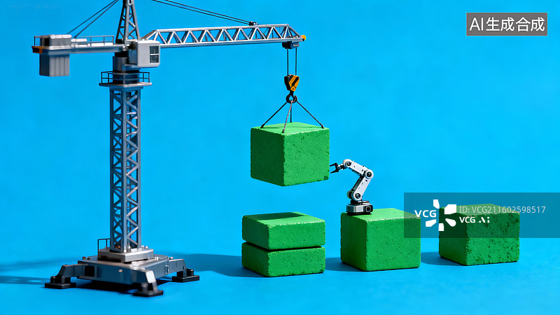 【AI数字艺术】建筑工业起重机，吊机，铲车图片素材