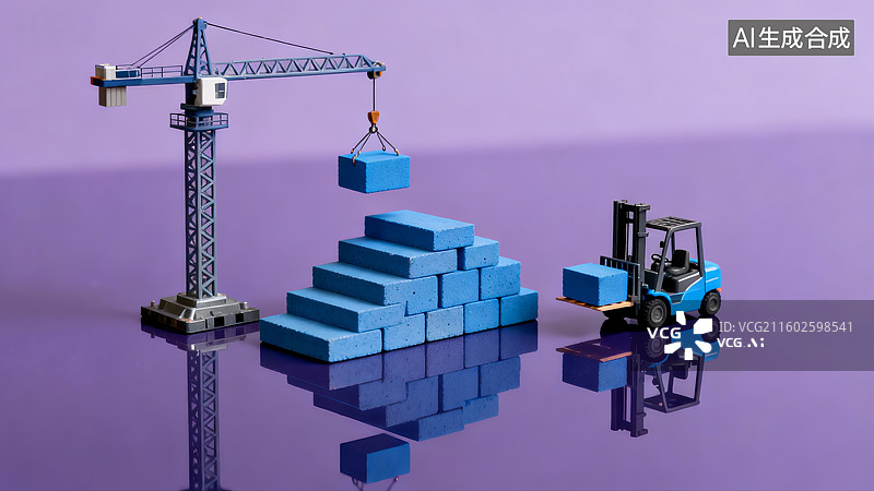 【AI数字艺术】建筑工业起重机，吊机，铲车图片素材