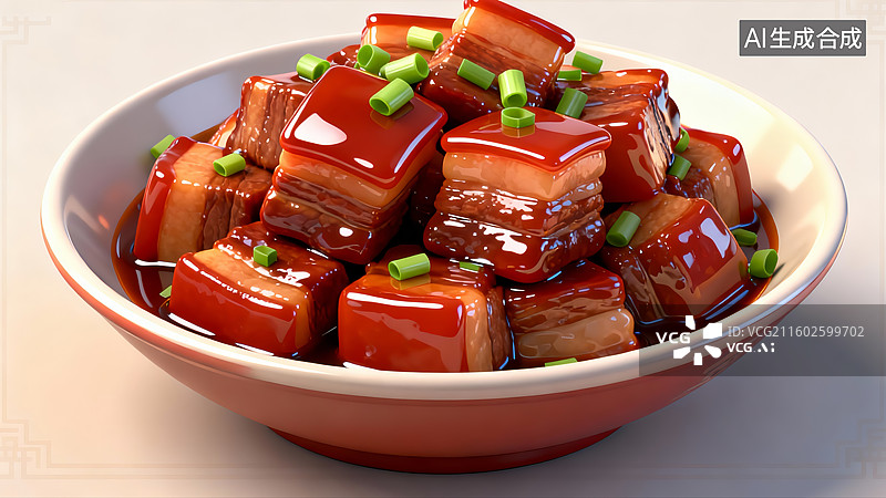【AI数字艺术】中国传统美食，红烧肉，中国风图片素材