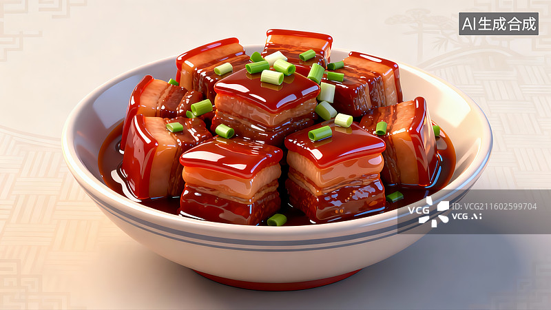 【AI数字艺术】中国传统美食，红烧肉，中国风图片素材