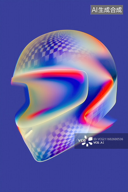 【AI数字艺术】蒸汽波霓虹色动感头盔图案3D立体图像插画图片素材