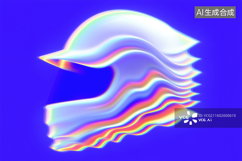 【AI数字艺术】蒸汽波霓虹色动感头盔图案3D立体图像插画图片素材