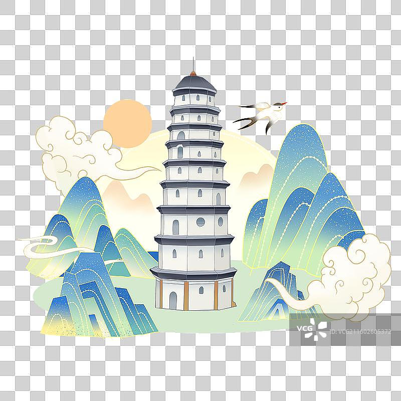 宜宾地标东雁塔插画图片素材