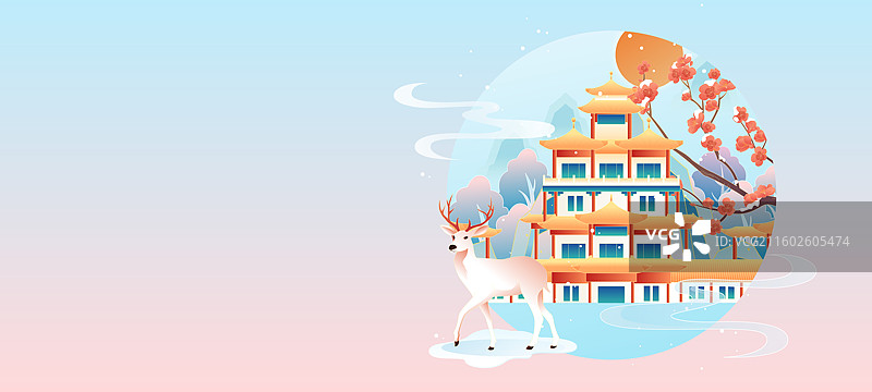 国风节气小雪兰州城市建筑矢量插画图片素材