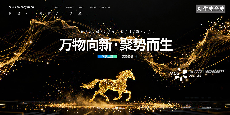 【AI数字艺术】会议背景展板，科技峰会背景板，高级渐变色会议背景图片素材