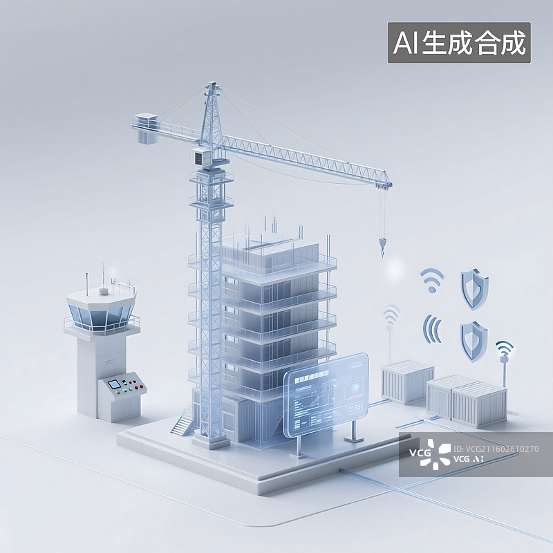 【AI数字艺术】微缩景观，城市建筑，建筑工地，大吊车图片素材